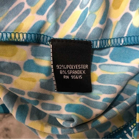 Rafaella Blue Yellow Jewel Front Sleeveless Blouse Size Petite Medium NWT - Picture 7 of 7